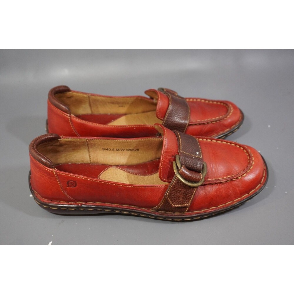 BORN Concept Womens Size 9 M Red Leather Buckle Loafer Flats Comfort Shoes W0528